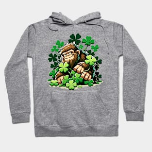 Bigfoot and Shamrocks: A Playful Mystery Meets Luck Design Hoodie